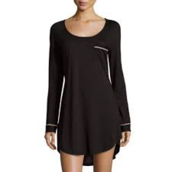 Cosabella Navy Blue and Aqua Scoop Neck Long Sleeve Night Shirt, Size Medium - Picture 8 of 8